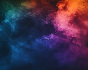Wall Mural - Abstract smoke effect with vivid rainbow hues blending into a dark and atmospheric background