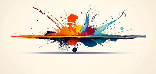 Wall Mural - Bright abstract design with bold splashes of color on a clean white background and dynamic balance