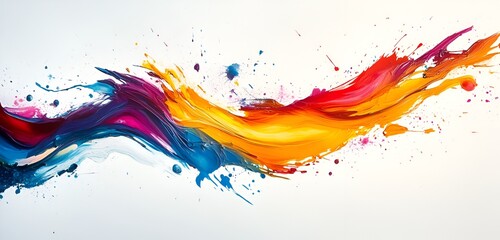 Wall Mural - Bright abstract design with bold splashes of color on a clean white background and dynamic balance