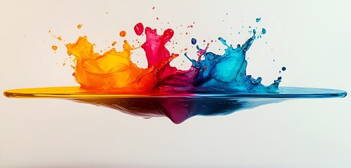Wall Mural - Bright abstract design with bold splashes of color on a clean white background and dynamic balance