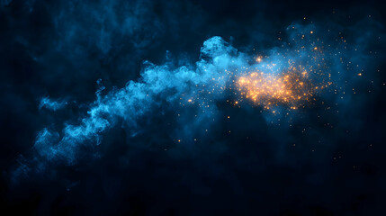 blue and orange energy clash, dark background