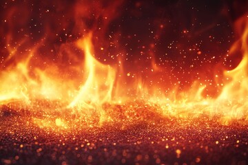 Poster - Flames and embers dancing in the dark during a fiery display at night