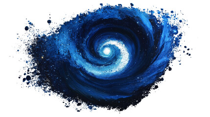 Wall Mural - the image depicts a stylized blue spiral galaxy with a bright center surrounded by splashes of light