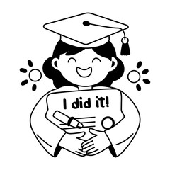 Poster - A glyph sticker of a graduated student with i did it typography