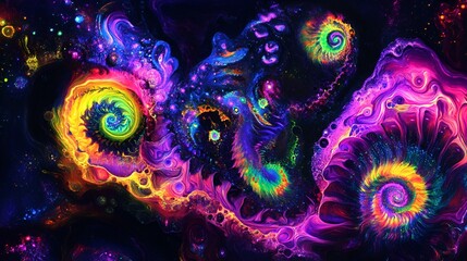 Sticker - Vibrant fluid art design with swirling neon colors and glossy textures glowing in high contrast