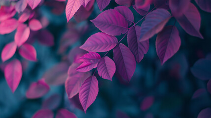 Wall Mural - Purple autumn leaves in moody lighting. Perfect for seasonal nature photography and romantic atmosphere.