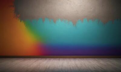 Wall Mural - Cement wall and floor for copy space, vibrant, Colorful gradient splash