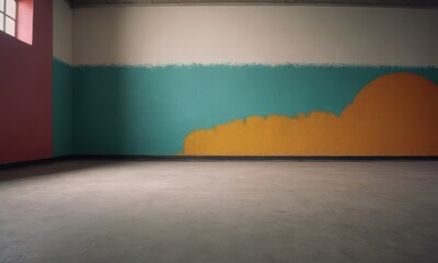 Wall Mural - Cement wall and floor for copy space, vibrant, Colorful gradient splash