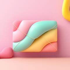 Fototapete - Abstract Pastel Swirls Background Design Soft Pink Yellow Mint Green 3D Rendered Shapes