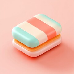 Aufkleber - Pastel Colored Blocks Stacked Abstract Design Modern Minimalist 3D Render Square Shapes Sweet Candy Colors