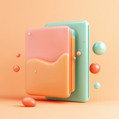 Aufkleber - Abstract Pastel Shapes Design with Peach and Mint Green Elements Floating Spheres Modern 3D Render
