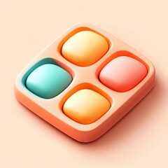 Aufkleber - Pastel Colored Spheres in Orange Tray Abstract Background Design Element Minimalist 3D Render