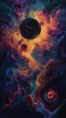 Wall Mural - Vivid cosmic vortex with black hole surrounded by swirling nebula clouds