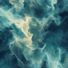 Wall Mural - Abstract fluid texture with glowing blue and gold swirling cloud patterns