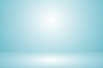 Wall Mural - empty blue soft smooth blur 3d room background, studio background in light blue gradient color, back