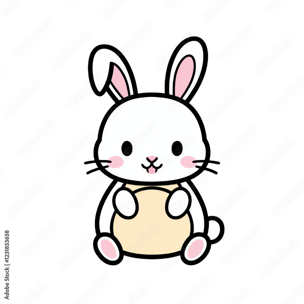 cute kawaii bunny on a transparent background Stock Illustration ...