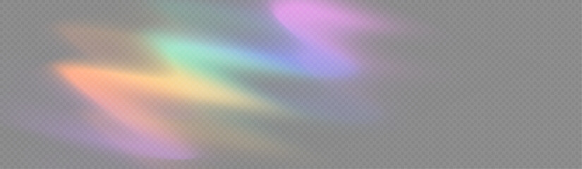 Wall Mural - Crystal rays of light, prism refraction, lens flare, crystal glass reflection effect. Prism vector, realistic light leak effect with spectral flare. Bright light banner, poster, template.