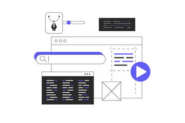 web development, web design concept. developer brainstorming ui and ux designs for webpage user inte