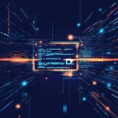 Digital code streams, futuristic data flow, network background, tech concept