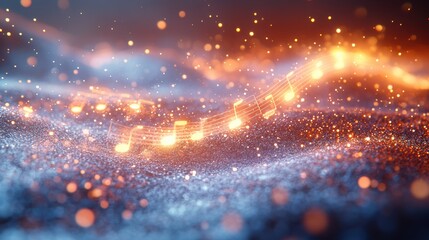 Fototapete - A mesmerizing visual representation of music waves, illuminated with vibrant colors and sparkling lights, creating a captivating atmosphere for creatives.