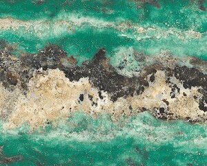 Abstract green, black, beige marble texture.