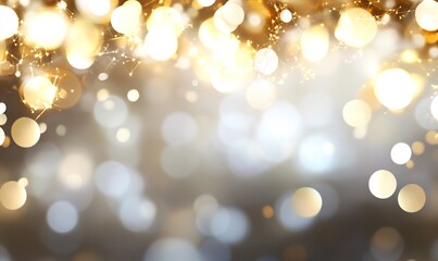 Canvas Print - Golden bokeh lights, celebratory background, festive sparkle