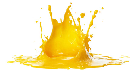 Wall Mural - the image shows a dynamic splash of bright yellow liquid resembling orange juice against a black bac