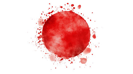 Wall Mural - a digitally rendered image depicting a large red watercolor circle with surrounding smaller red spla