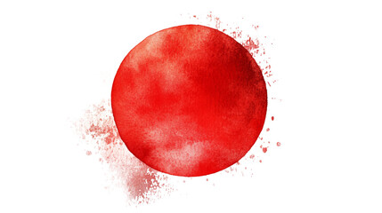 Wall Mural - an abstract image featuring a large red watercolor circle with surrounding splashes and splatters ag