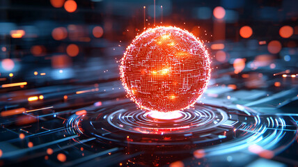 Wall Mural - glowing digital sphere a futuristic technology concept