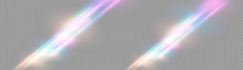 Wall Mural - crystal rays of light, prism refraction, lens flare, crystal glass reflection effect. prism vector, 