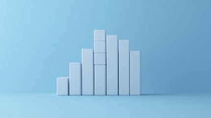 Poster - A creative D bar graph made of stacked cubes, arranged on a plain background, representing data analysis and business growth in a unique visual style.