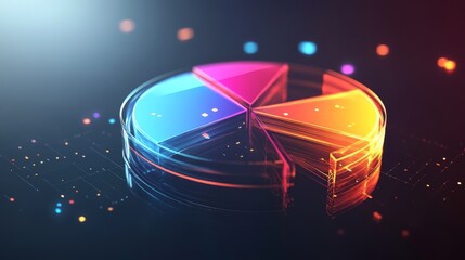 Aufkleber - A digital D pie chart with transparent segments floating in space, highlighting the distribution of data in a sleek, modern style.