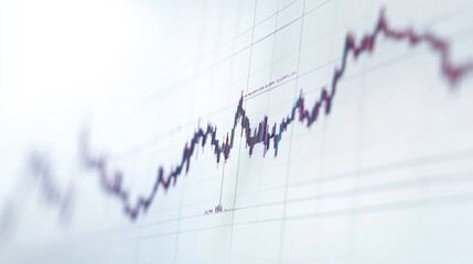 Aufkleber - A digital financial chart showing stock prices fluctuating over time, with a clear focus on the upward trends, set against a minimalist white background.