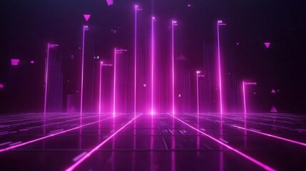 Fototapete - A financial bar chart with translucent bars in ascending order, placed on a dark, sleek background with glowing data points floating around