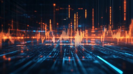 Aufkleber - A futuristic digital stock market graph floating in the air, with glowing lines and data points, symbolizing cutting-edge financial technology and trading.