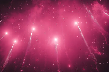 Wall Mural - a photo of pink fireworks illuminating the night sky, creating an enchanting display of colors and s