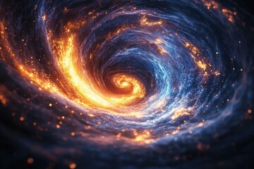 Wall Mural - abstract representation of space as swirling, glowing energy forming a vortex of light in a digital 