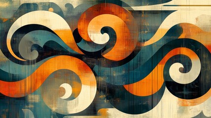 Leinwandbilder - A vibrant abstract design featuring swirling colors and shapes, with a mix of gradients and geometric patterns that create an energetic and dynamic visual effect