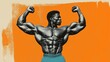 © Dreamdecko - Muscular Bodybuilder Flexing in Bold Pop Art Style with High-Contrast Design