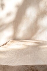 Wall Mural - Soft, diffused warm lighting gently highlights the smooth texture of light oak wood, blending seamlessly into a clean beige backdrop that evokes tranquility and openness