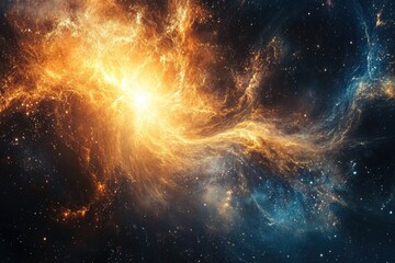Wall Mural - Orange Blue Galaxy Stars