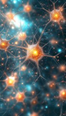 Wall Mural - fractal neural network, cosmic energy flow, abstract medical illustration of human brain neurons.