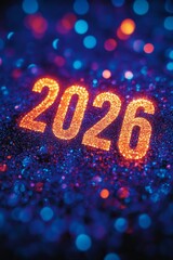Wall Mural - golden glitter 2026 on a sparkling blue background, perfect for new year s celebrations