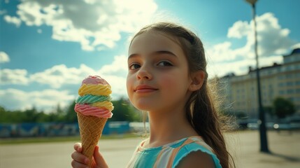 Poster - Little girl with ice cream cone