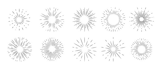 hand drawn sunbursts collection