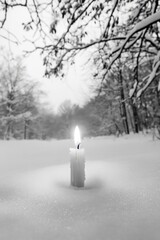 Sticker - Snowy evening with single candle