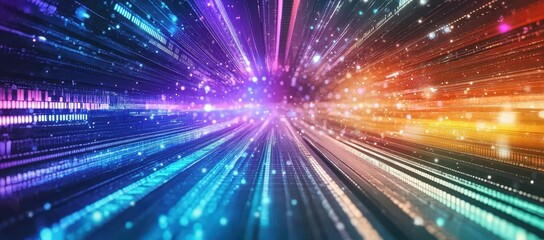 Poster - Abstract Colorful Light Streaks Representing Data Speed and Technology