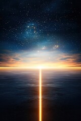 Wall Mural - a beautiful night sky with a bright orange line in the middle