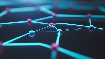 Wall Mural - abstract network connection: a mesmerizing close-up shot reveals a complex network of interconnected